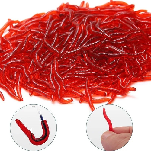 Lure red bait worms plastic - lure,