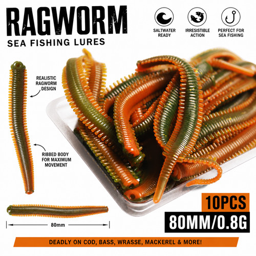10x soft ragworm lures sea - 10x,