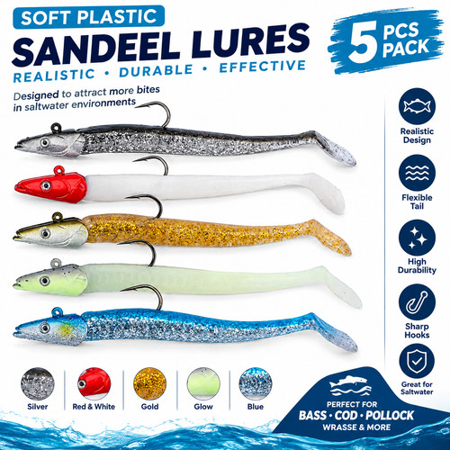 5pcs sandeel fishing lures - 5pcs,